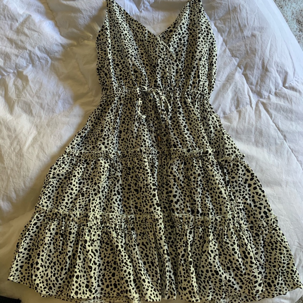 White and black cheetah dress